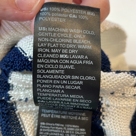 White House Black Market Nautical Navy Ecru Stripe Halter - Picture 6 of 6